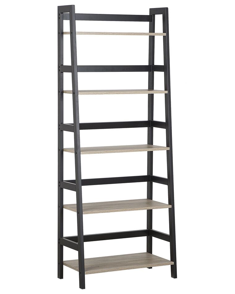 Ladder Shelf Light Wood and Black CROYDON_732861