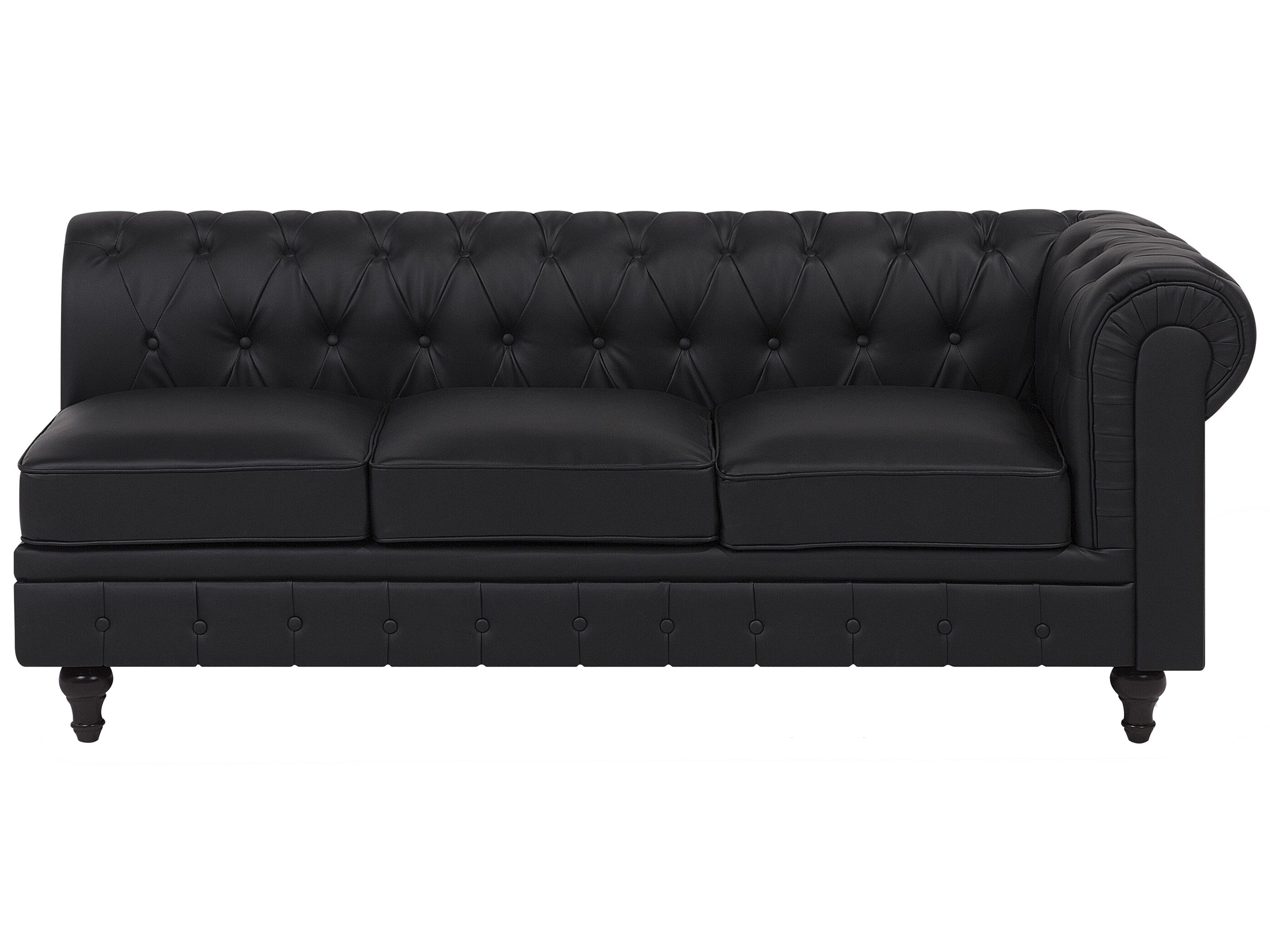 Narożnik ekoskóra prawostronny czarny CHESTERFIELD