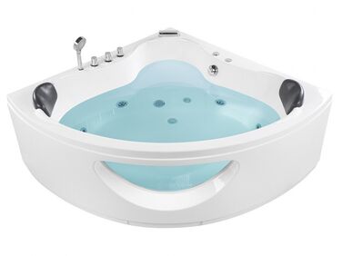 Whirlpool Corner Bath with LED 1400 x 1400 mm White TOCOA II