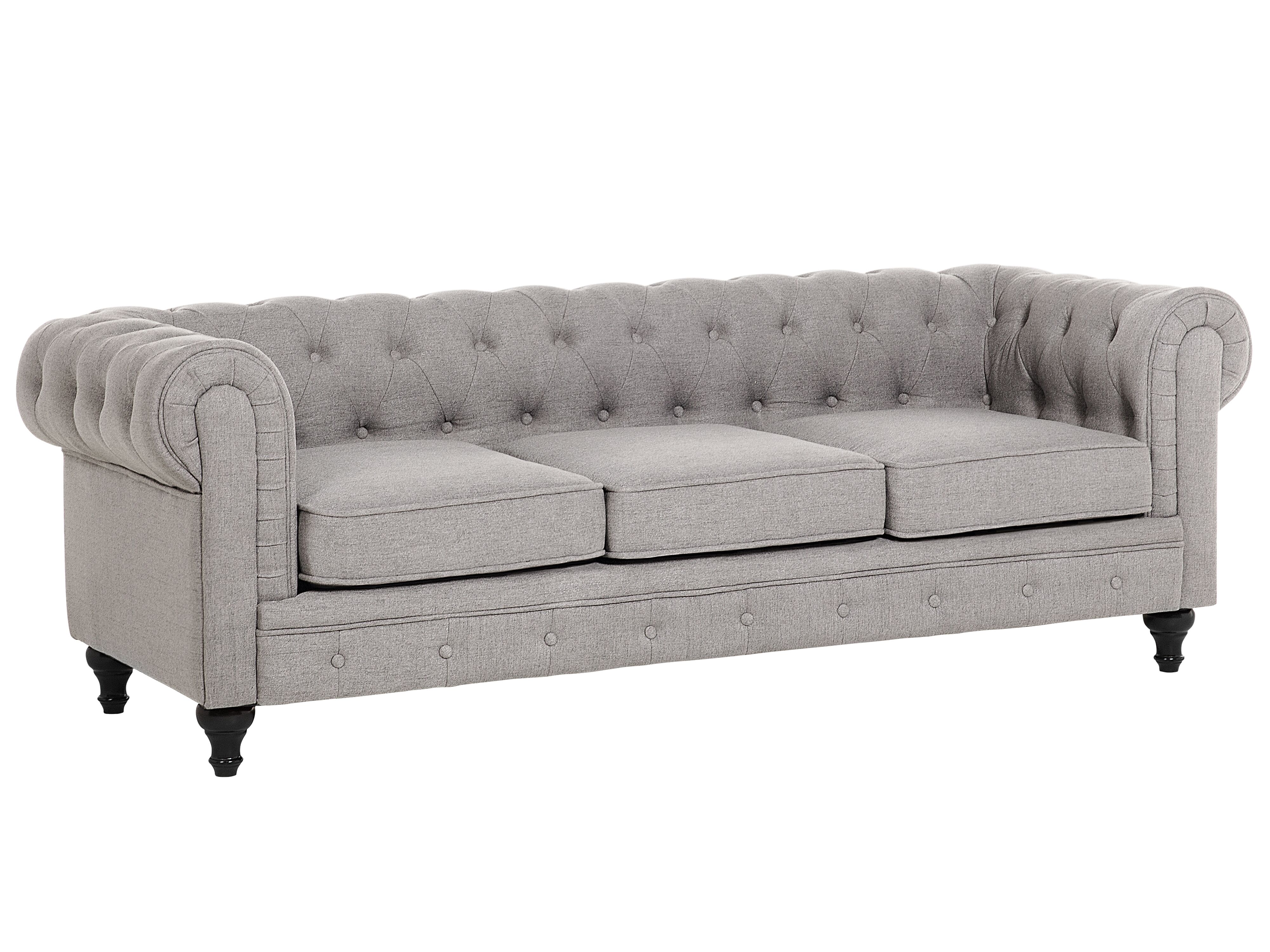 Sofa 3-osobowa jasnoszara CHESTERFIELD