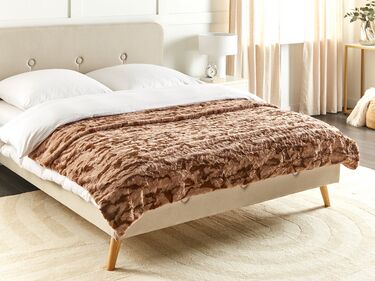 Faux Fur Bedspread 150 x 200 cm Brown BAKIRA