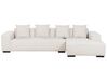 Left Hand Jumbo Cord Corner Sofa with Ottoman Off-White LUNGO_898379