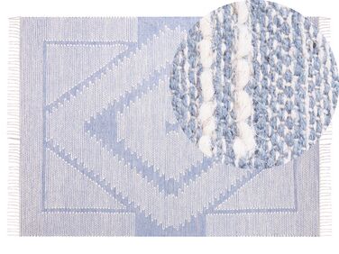 Bavlněný koberec 140 x 200 cm modrý/bílý ANSAR