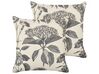 Set of 2 Cotton Cushions Floral Motif 45 x 45 cm Beige and Grey ROSEMARY_906033
