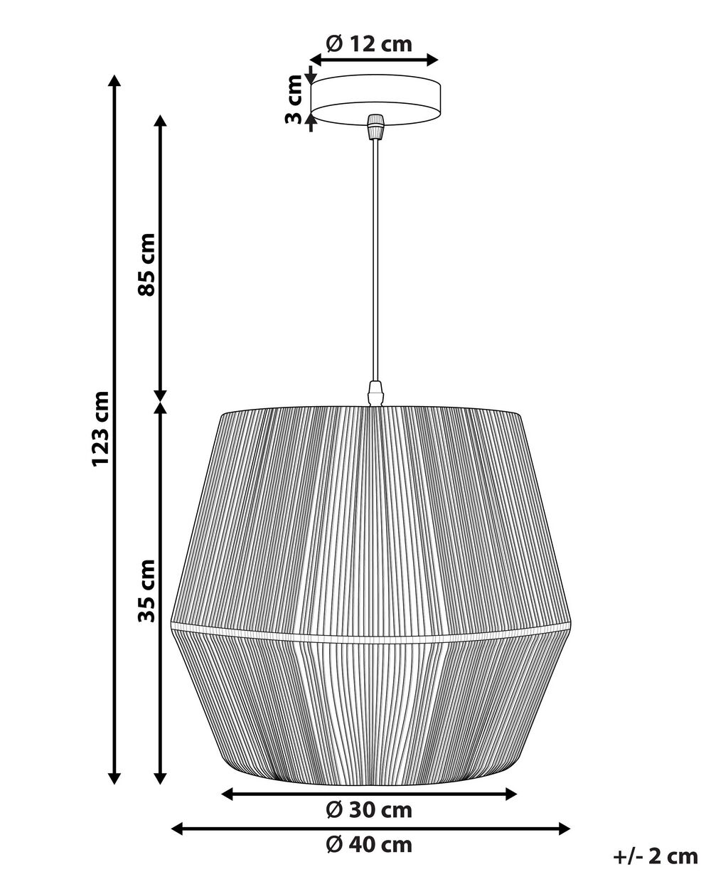 Lampadario corda di carta nera 127 cm GWERU 