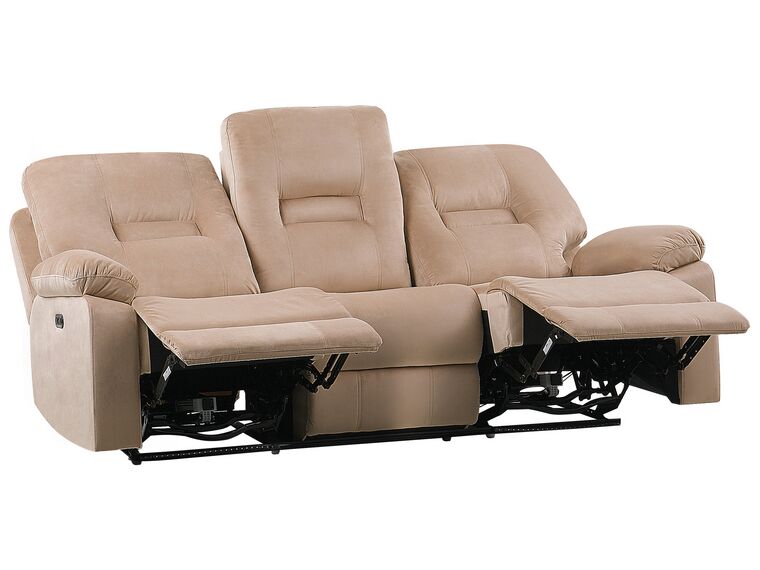 3 Seater Velvet LED Electric Recliner Sofa with USB Port Beige BERGEN_835279