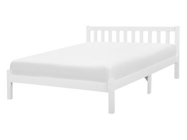 Wooden EU Double Size Bed White FLORAC