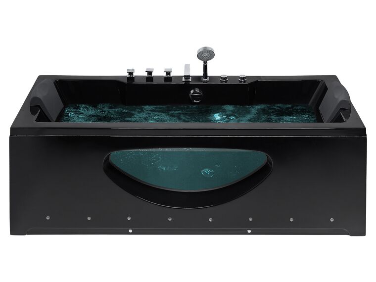 Whirlpool Bath with LED 1700 x 800 mm Black HAWES_807903