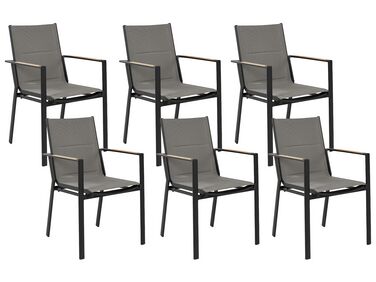 Conjunto de 6 cadeiras de jardim pretas BUSSETO