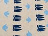 Manta decorativa em algodão creme e azul 130 x 180 cm BHIND_829185