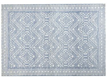 Tapis en laine bleu et blanc 160 x 230 cm KAWAS