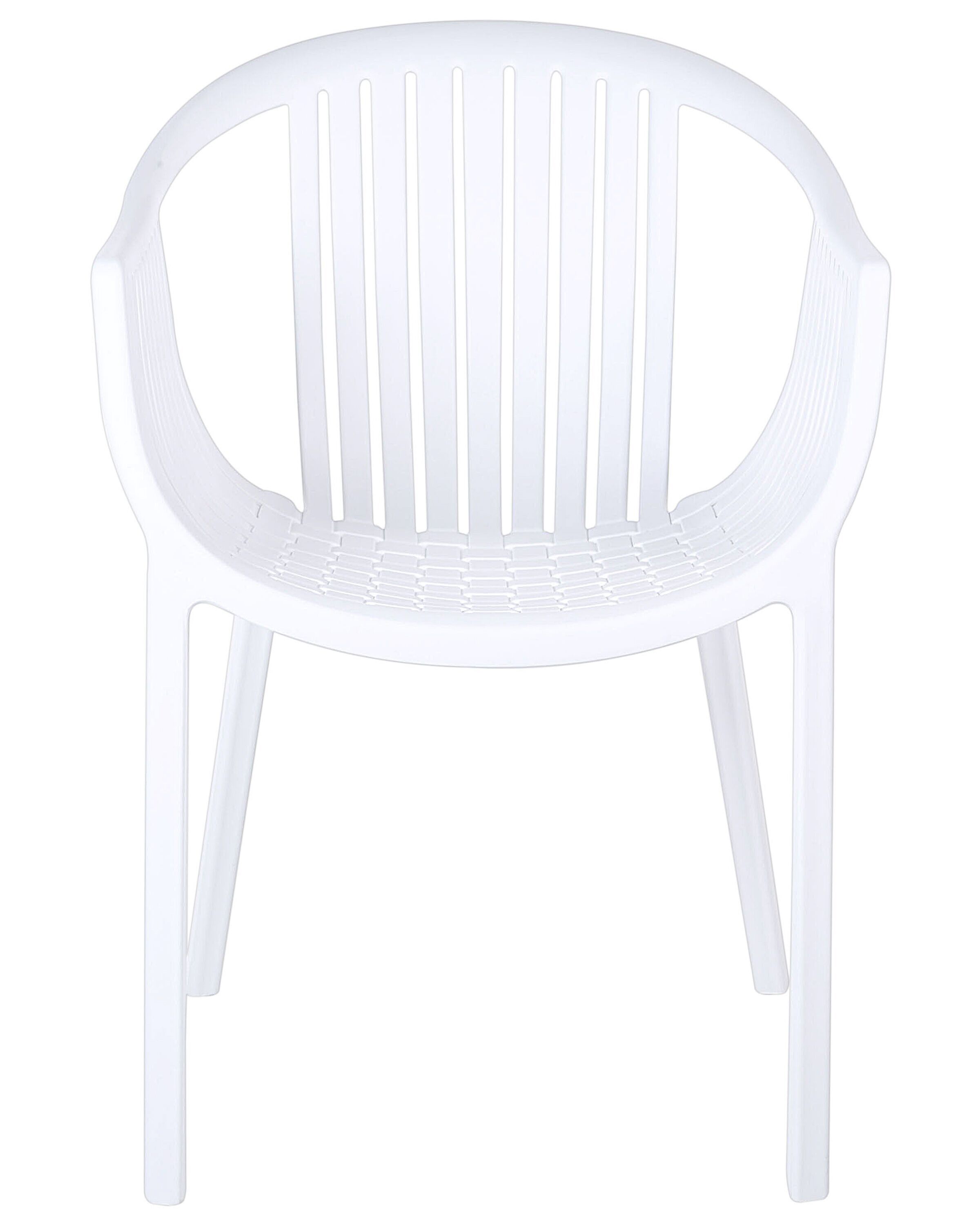 Set Di 4 Sedie Da Giardino Outsunny - Plastica Impilabile Con Braccioli, Bianche - Foto 10