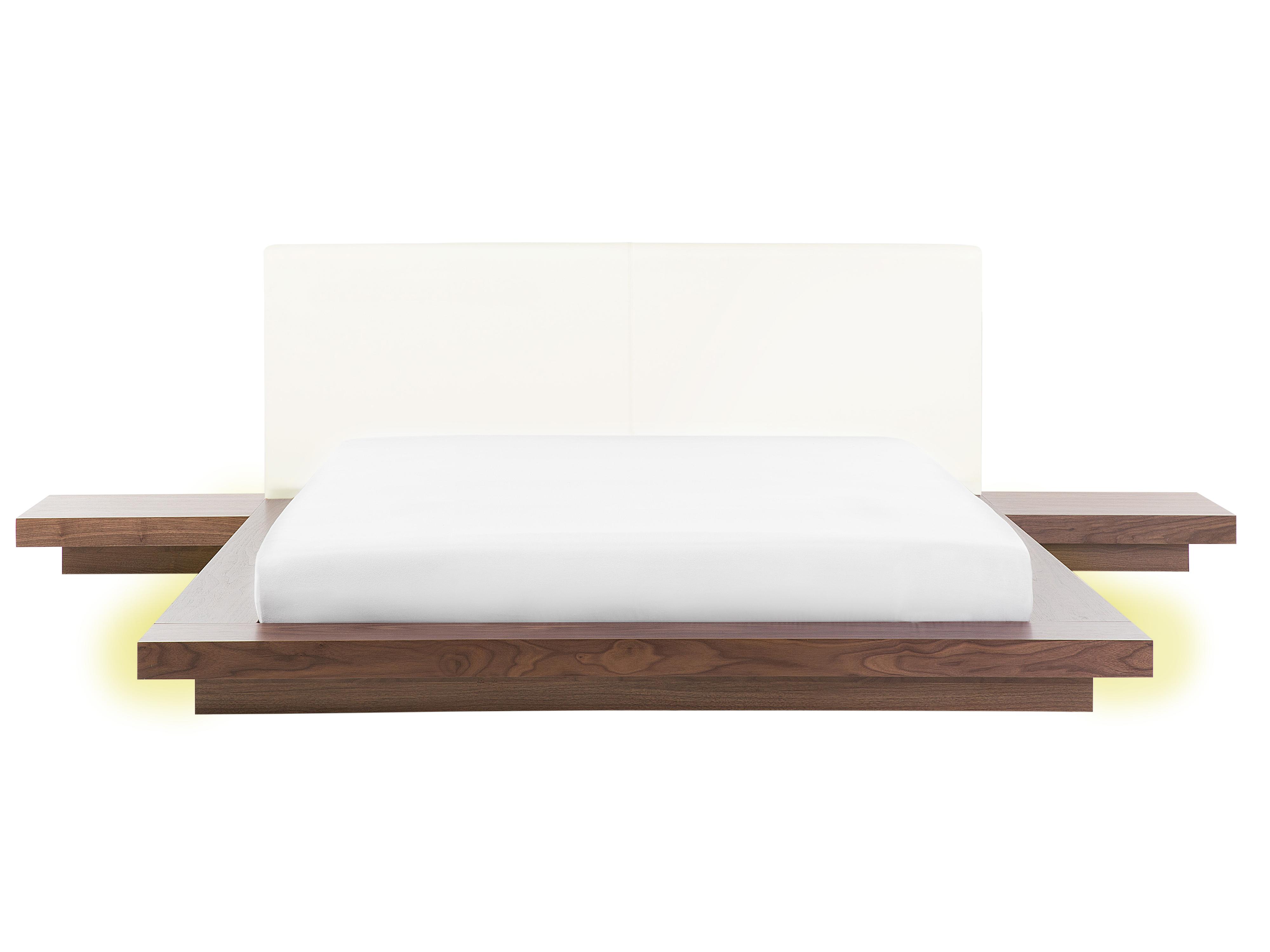 Parisänky yöpöydät LED-valot vaalea puu 160 x 200 cm ZEN Parisänky yöpöydät LED-valot vaalea puu 160 x 200 cm ZEN