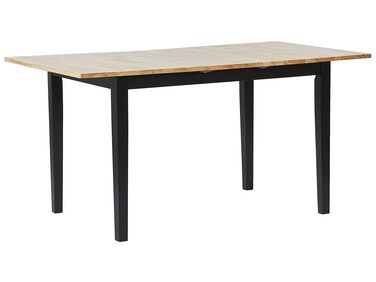 Extending Wooden Dining Table 120/150 x 80 cm Light Wood and Black HOUSTON