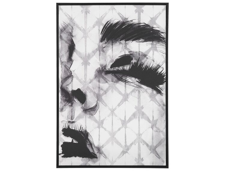 Woman Face Framed Canvas Wall Art 63 x 93 cm Grey ERRANO_816173