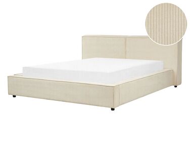 Bed corduroy beige 160 x 200 cm LINARDS