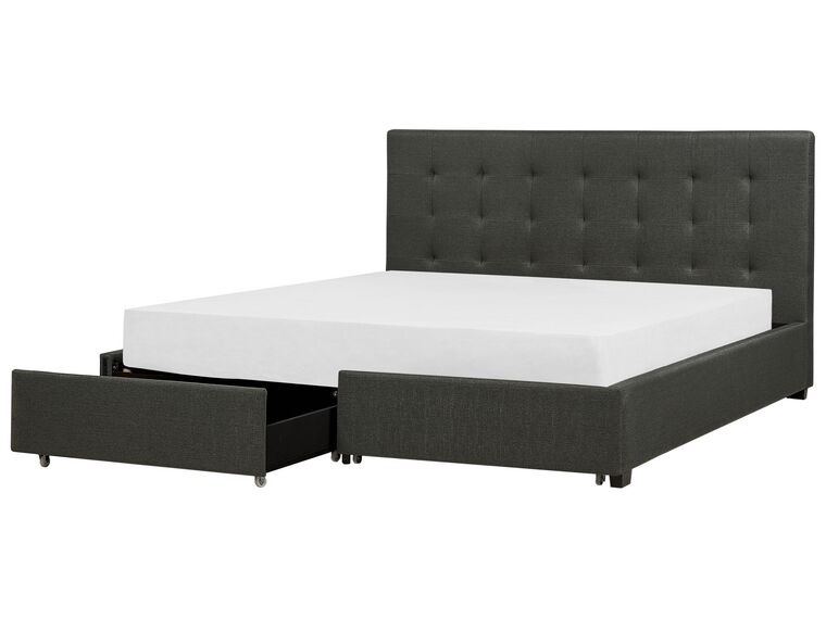 Fabric EU Super King Bed with Storage Dark Grey LA ROCHELLE_744562