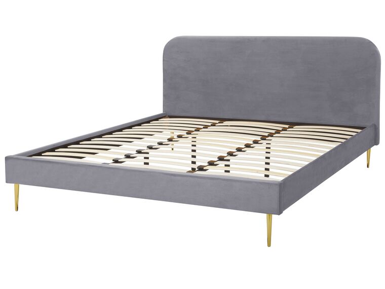 Velvet EU Super King Size Bed Grey FLAYAT Beliani.co.uk