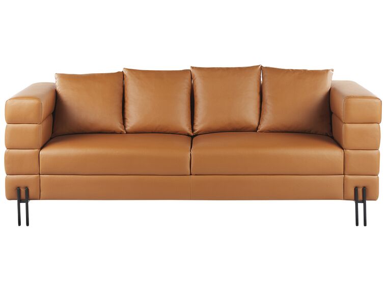 3 Seater Faux Leather Sofa Brown GRANNA_819106