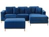 Left Hand Velvet Corner Sofa with Ottoman Navy Blue OSLO_744151