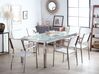 Conjunto de mesa com tampo triplo vidro temperado 180 x 90 cm e 6 cadeiras brancas GROSSETO_768719