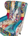 Fabric Wingback Chair Patchwork Blue MOLDE_884407