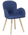 Conjunto de 2 sillas de comedor de poliéster azul marino/madera clara BROOKVILLE_696223