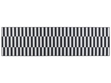 Teppich schwarz / weiß 80 x 300 cm Streifenmuster Kurzflor PACODE