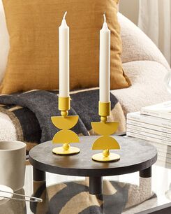 Kynttilänjalka rauta keltainen 13 cm 2 kpl DAPHNI