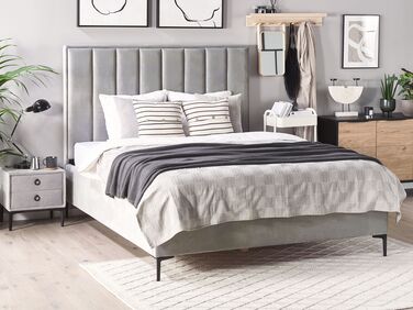 3 Piece Bedroom Set Velvet EU King Size Grey SEZANNE