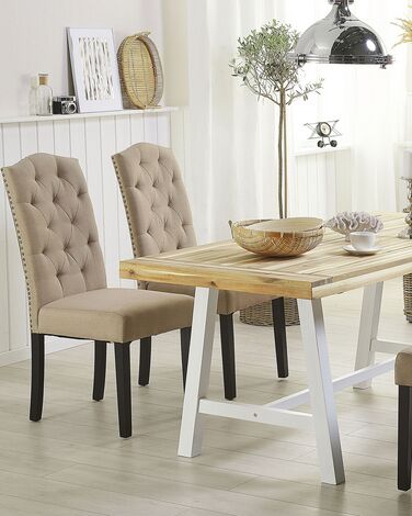 Set of 2 Fabric Dining Chairs Beige SHIRLEY