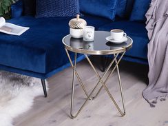 Sivupöytä lasitasolla metalli musta/kulta MERIDIAN II Sivupöytä lasitasolla metalli musta/kulta MERIDIAN II