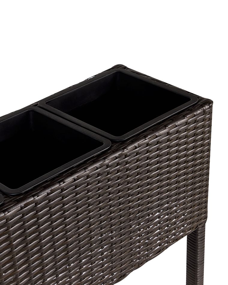 PE Rattan Raised Planter Box Brown CARAGANA | Beliani.co.uk