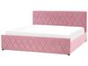 Zamatová posteľ s úložným priestorom 180 x 200 cm ružová ROCHEFORT_857450