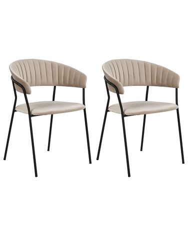 Conjunto de 2 sillas de terciopelo gris pardo/negro MARIPOSA