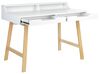 Skrivbord för hemmakontor med 2 lådor och hylla 110 x 58 cm vit med ljust trä BARIE_844757