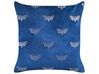 Set of 2 Velvet Cushions Butterfly Pattern 45 x 45 cm Blue YUZURI_857846