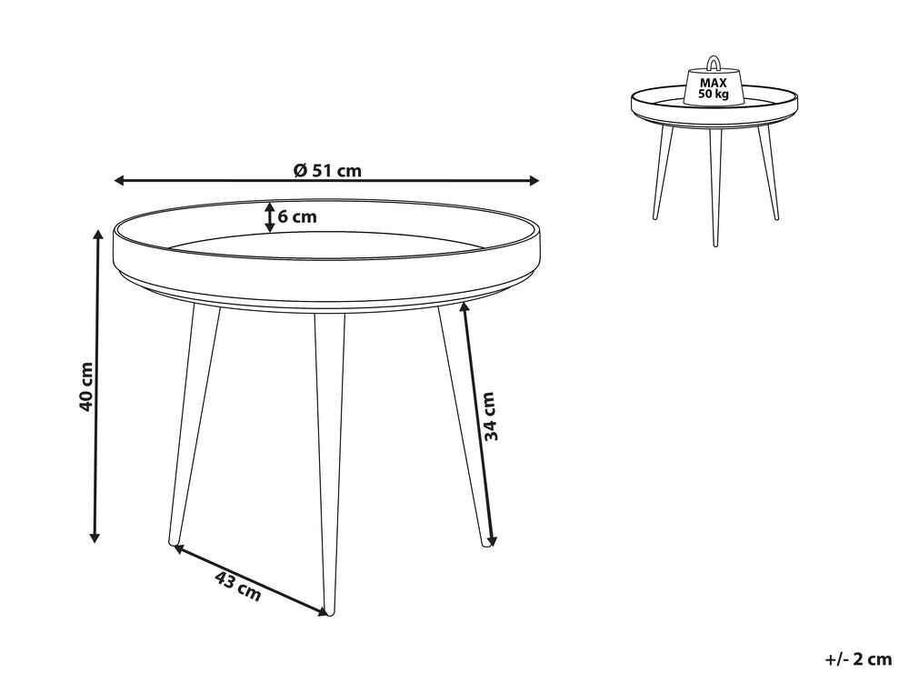 Tavolino da caffè legno naturale e nero ⌀ 49 cm EDNA 