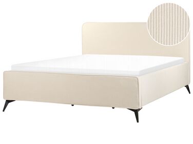 Bed corduroy beige 180 x 200 cm VALOGNES