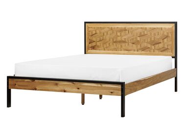Bett heller Holzfarbton / schwarz Lattenrost 140 x 200 cm ERVILLERS