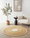 Okrúhly jutový koberec ⌀ 140 cm béžová a biela HALFELI_904084