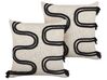 Set of 2 Cotton Cushions  45 x 45 cm Beige and Black FUCHSIA_840368