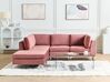 Right Hand 4 Seater Modular Velvet Corner Sofa with Ottoman Pink EVJA_859068
