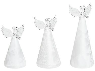 Zestaw 3 figurek LED aniołów biały KITTILA 