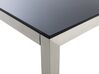 Hatszemélyes étkezőasztal fekete üveglappal és fehér textilén székekkel GROSSETO_677250
