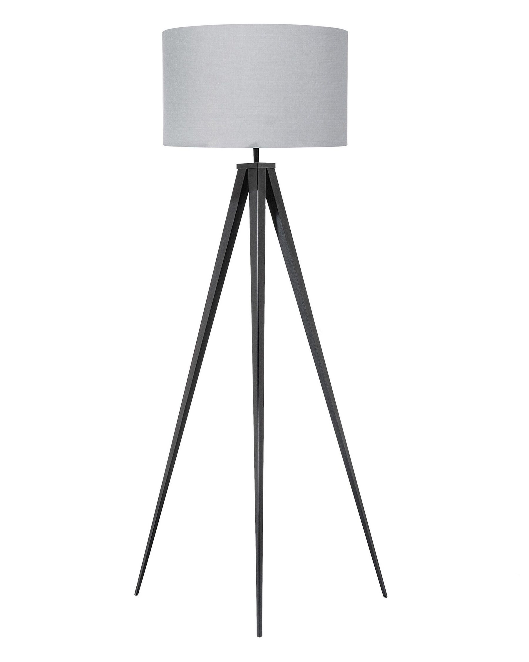 Stehleuchte Stehlampe Polyester/Metall hellgrau 156 cm Trommelform Stiletto