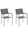 Conjunto de 2 cadeiras de jardim em metal e tela cinzenta GROSSETO_724697