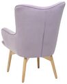 Velvet Wingback Chair with Footstool Light Violet VEJLE_712805