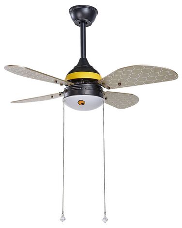 Stropný ventilátor so svetlom čierna/žltá DOLORES