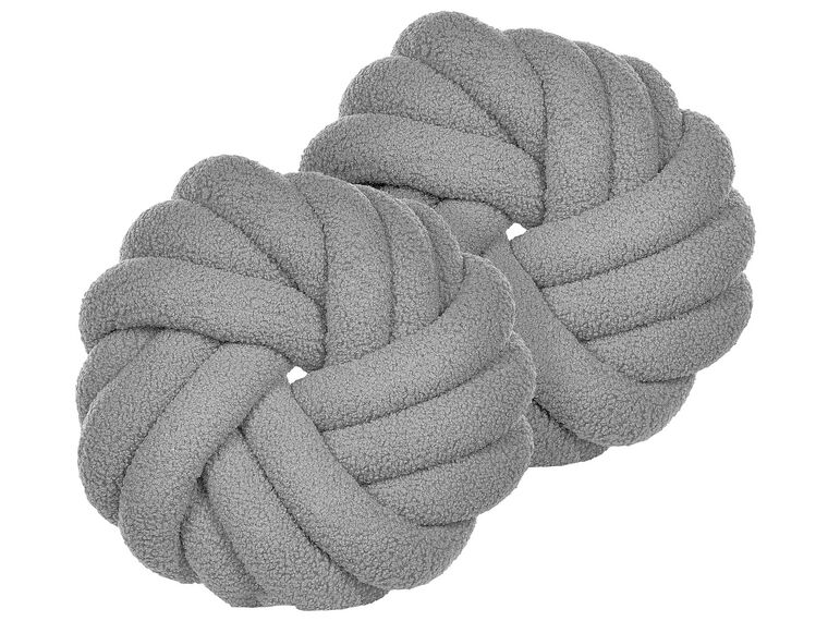Set of 2 Boucle Knot Cushions 31 x 31 cm Grey AKOLA_854658
